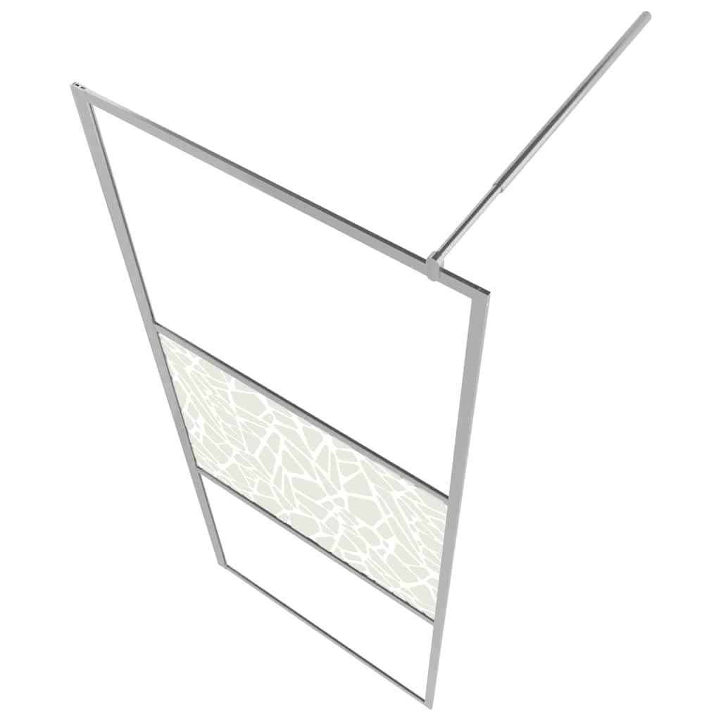 Mampara de ducha de cristal templado con diseño de piedra, 90 x 195 cm, cristal de seguridad, mampara de ducha con marco de aluminio, ajustable y flexible