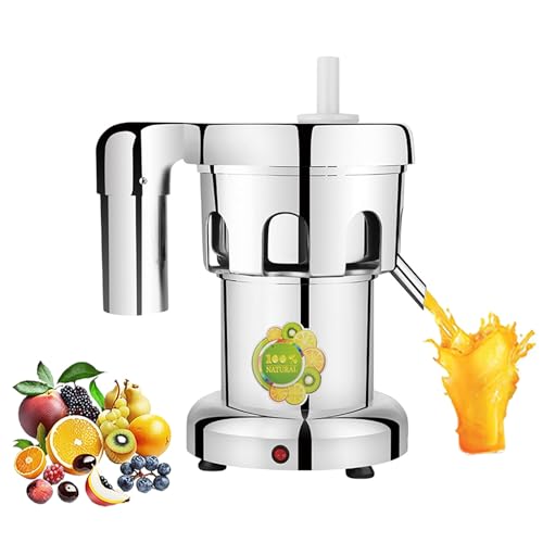 Exprimidor eléctrico comercial de acero inoxidable de 550 W y 110 V, de bajo ruido y alta resistencia, centrífugo, for hacer jugos de frutas y verduras enteras.