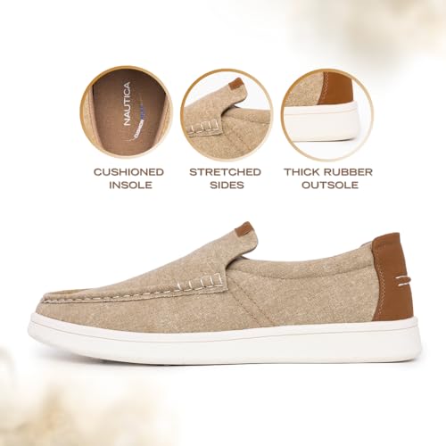 Image of Nautica Men's Slip-On Loafers Casual Moc Toe Sneakers Boat Shoes Slipper for Men - Lightweight & Comfortable - Derwin