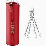 Luniquz Leder Boxsack, ungefüllter Hochleistungs Boxsack mit drehbarer Halterung Set für Boxen MMA, 80 100 120cm für Erwachsene Jugend Kinder, 100cm