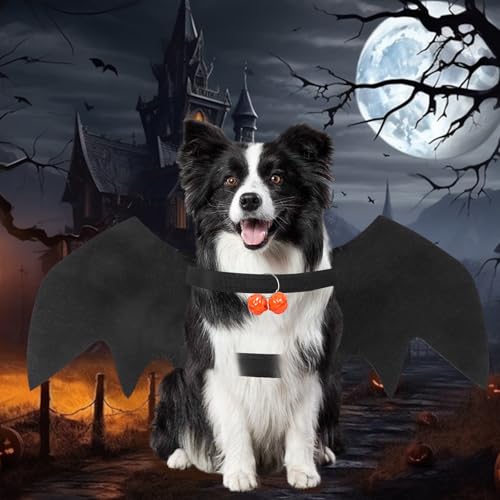 Katzen Halloween kostüm Hund Fledermaus flügel,Fledermausflügel Hund,Halloween Fledermauses Hundekostüm,Einstellbar Hunds Fledermauses Flügel,Cosplay Dekoration Halloweenes Haustier Kostüm