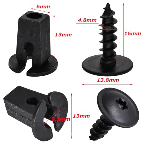 40 Stück Blechschrauben M5x16mm, Karosserieschrauben Schwarz, Blechschrauben mit Dichtung, Schrauben Selbstschneidend Metall für Auto Kotflügel Radabdeckung Stoßstange, Kompatibel mit Audi, VW