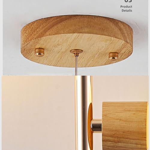 Lámpara de techo moderna con forma de globo y base de madera de 2 luces 8