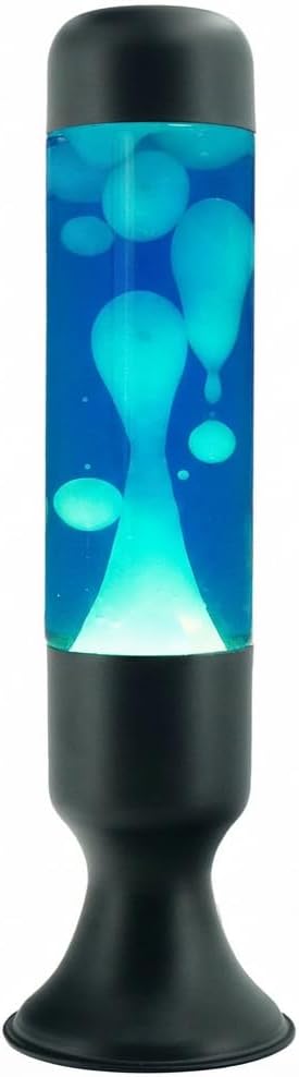 16 Inch Liquid Motion Lamps, White Wax Blue Liquid, Black Base Motion Light, Relaxing Night Light, Retro Home Decor for Bedroom Office, Cool Gifts for Adults Kids.（jbd）