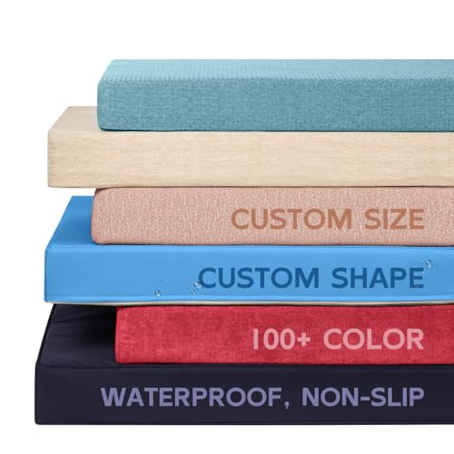 cosi-coussin Custom Bench Cushion - Comfort High-Resilience Foam Garden Bench Cushion with Fade-Resistant, Waterproof,Non-Slip Indoor/Outdoor Patio Furniture, Window Seat Cushion