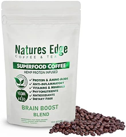 Natures Edge Superfood Ground Coffee, Brain Boost Blend, Medium Roast-12 oz (Packaging May Vary)