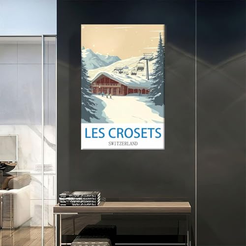Poster Suisse Les Crosets LNBIAND décoration murale rétro chic