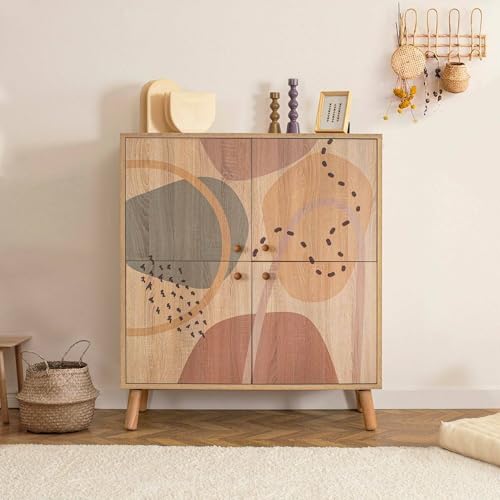 Dmora - Credenza Canopo, Buffet da soggiorno, Madia da salotto, Dispensa da cucina, 95x36h111 cm, Multicolore
