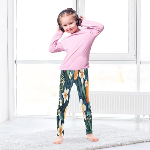 Bolaz Toddler Girls Leggings Printed Yoga Pants Leggings Orange Flower for Kids4