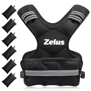 ZELUS Weighted Vest for Men and Women, Adjustable Body Weight Vest Exercise Set for Workouts, 5-9 kg Vest with 6 Ironsand Weights for Cardio Strength Training Walking Jogging, Black