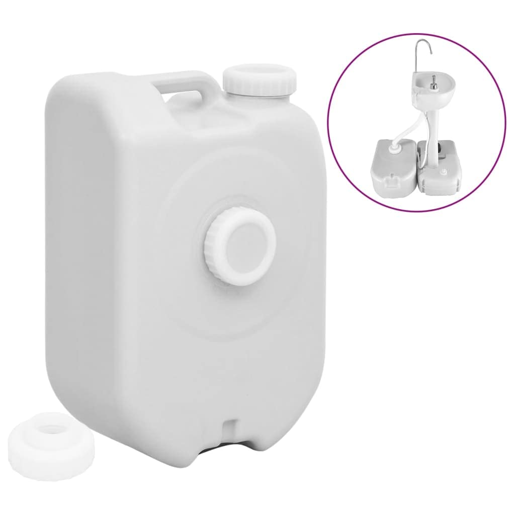 Depósito de agua portátil de 24 L para caravana, camping, autocaravana, con práctica asa y adaptador, color gris
