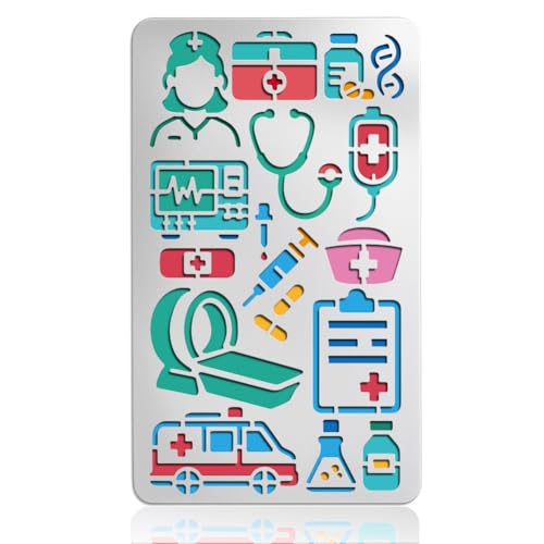 UNICRAFTALE Medical Elements Metal Stencil Reusable Medical Tools Stencils Stainless Steel Doctor Nurse Tools Template for DIY Scrapbooking Photo Album Decorative Paper Card