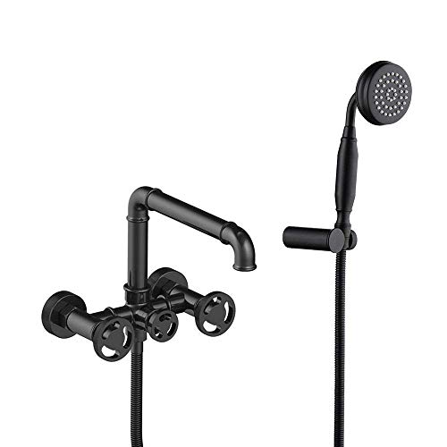 Pomme de douche avec douche à main et robinet de baignoire style loft