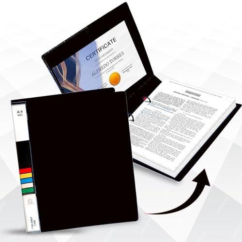 Image of ANG 2D Ring Binder File a4 Size for Certificates Document Holder Pack of 4- Black