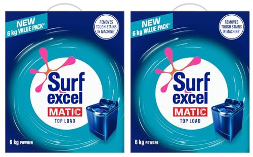 Image of Surf Excel Matic Top-Load Detergent Powder 6kg | Remove Tough Stains | Surf Excel Top-Load Washing Powder - Suited For Top Load Washing Machines (Pack of 2)