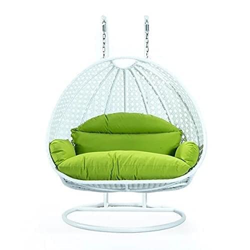 Forever Finds Outdoor Furniture Double Seater Swing, Beautiful Swing with Stand. (White Swing with Green Cushion)-image-42
