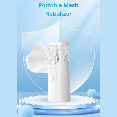 Image of Portable Mesh Nebulizer, Silent Operation, USB Rechargeable, Adult and Child Masks, Medical Grade, White