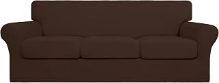 Lightweight 4-Piece Stretch Soft Dog Sofa Cover - Washable Sofa Cover for 3 Separate Sofa Cushions-Elastic Furniture Protector for Pets Children (Sofa, Coffee)