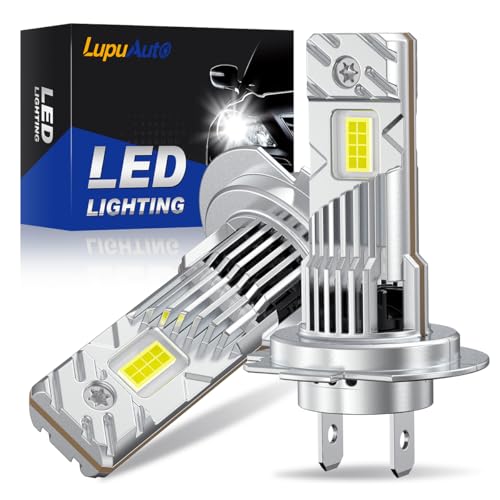 lupuauto Ampoule LED Phare H7 30000LM 120W 6500K 500% L Blanc Cool Fan 2Pcs