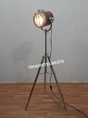 Thorinstruments (With Device) Photographers's Marine Wooden Spot Studio Chrome Tripod Low Floor Lamp Rustic Vintage Home Decor Gifts #TOP17
