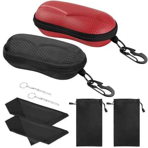 Image of MoKo Semi Hard Shell Sunglasses Case, Unisex Protective Eyeglass Case Glasses Case Holder with Metal Hanging Hook