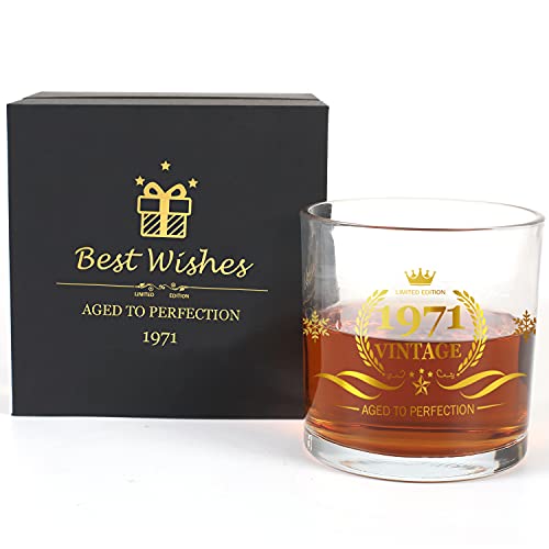 50. Geburtstag Geschenk für Männer, Großvater, Vater, großes Fassungsvermögen (550 ml), Whiskey-Gläser, Tumbler, Vatertag/Weihnachten, lustige Geschenke für Männer, Ehemann, Großvater, Geschenke 1971 Cover