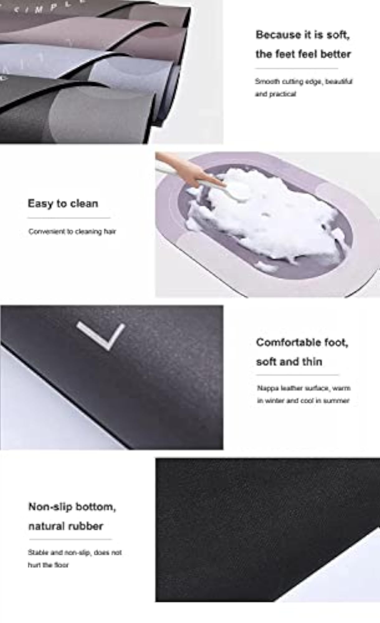 Anti-Slip Bath Mat | Bathroom Rug Quick Drying Mat