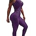 OFAY Damen Rückenfreie Einteilige Yogahose Frauen Einteiliger Sport Yoga Overall Der Eignungs Trainings Turnhalle Feste Hosen Atmungsaktiv Fitness Skinny Butt Lift Playsuit,Lila,XL