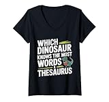Photo Gallery donna which dinosaur knows the most words a thesaurus - maglietta con collo a v Photo Gallery donna which dinosaur knows the most words a thesaurus - maglietta con collo a v
