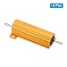 PATIKIL 50W 2 Ohm Aluminum Shell Resistor, 2 Pack Aluminum Housing Resistor Housed Case Wirewound Resistors Screw Tap Power Resistor 5% Tolerance, Golden
