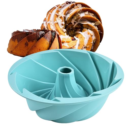 XineYuor Moule à kouglof en silicone - Diamètre : 25 cm - Revêtement antiadhésif - Réutilisable - Vert