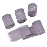 Joanlody Purple 4 Rolls Chiffon Ribbon Handmade Fringe Ribbon 1-3/4" x 6Yd for Wedding Invitations B