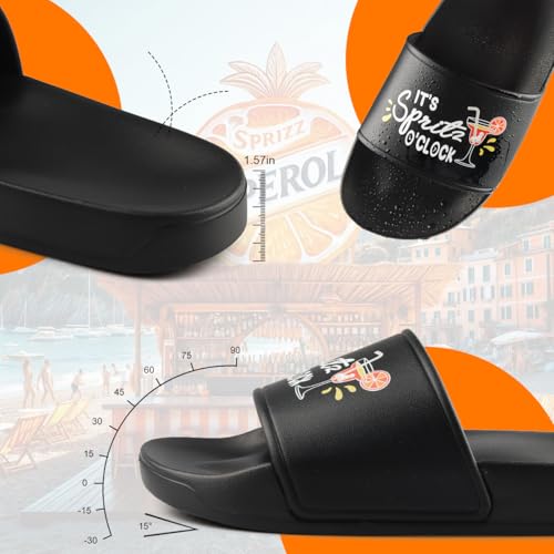 Szhhrxi Aperol Spritz Design Schlappen Unisex, Badelatschen mit Aperol Spritz Motiv, Hausschuhe, Pantoletten, Slippers für Indoor/Outdoor, Sommer Badeschlappen (schwarz, Erwachsene, 38EU)