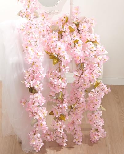 PONKING Flower Garland, Artificial Hydrangea Vine Flowers, Hanging Fake Hydrangeas