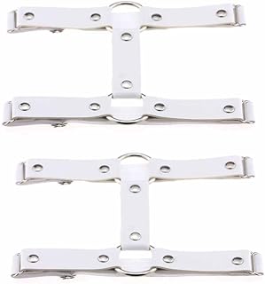 SHTGOI 2 ligas de piel elásticas para muslos, ligueros punk, liguero ajustable con clips, arnés para mujeres, niñas, rave y espectáculos, color blanco