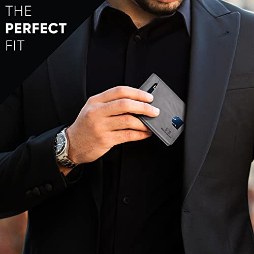 Serman Brands Rfid Blocking Slim Bifold Genuine Leather Thin Minimalist Front Pocket Wallets For Men Billfold Wallet Men Gift (Slate Gray 2.0) #TOP1