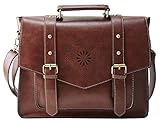 ECOSUSI Women's Briefcase Messenger Laptop Bag PU Leather Satchel Work Bags Fits 14" Laptop,Tan