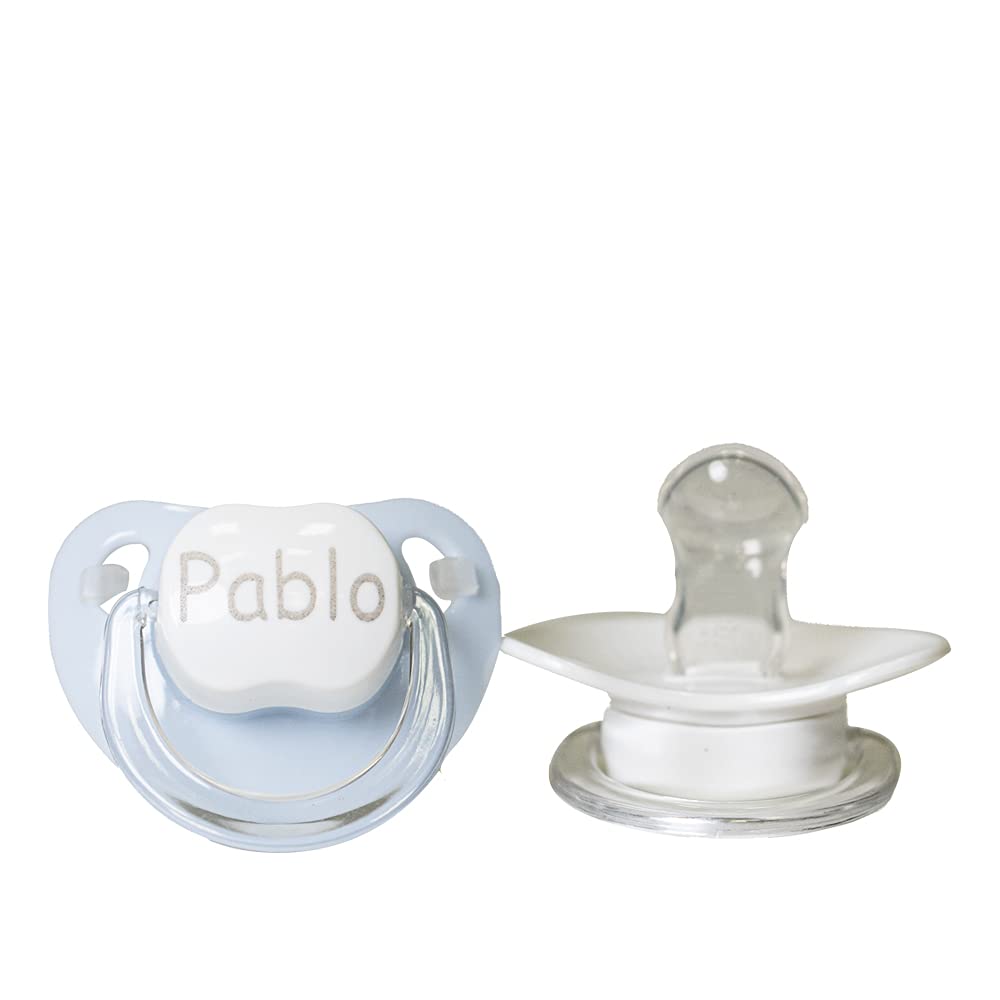 Regalos Originales para Bebés Recién Nacidos | Babero bordado con interior plastificado (Babero + 2 Muselinas | Azul) | BebeDeParis