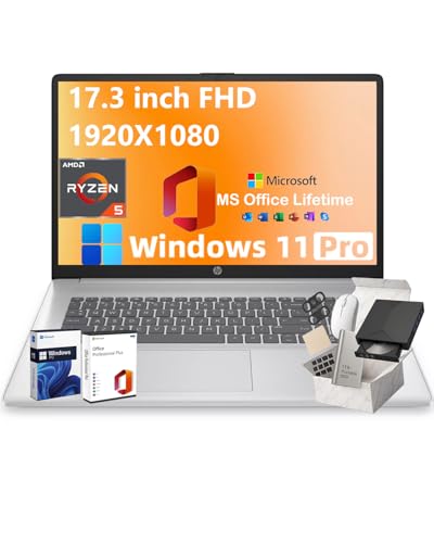 HP 17.3�C���` FHD �m�[�g�p�\�R�� �r�W�l�X&�w���p - �O�t��DVD�h���C�u&�I�t�B�X���U���C�Z���X�AAMD Ryzen 5 7430U CPU�A250 Nits IPS�f�B�X�v���C�A�E�F�u�J�����AWifi6�AWin 11 Pro (32GB 
