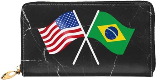American And Brazil Flag Wallet Card Bag