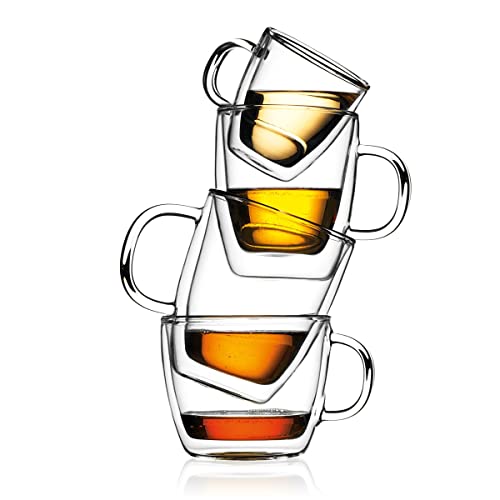 Image of Bodum 10oz Bistro Double Wall Insulated Mug, High-Heat Borosilicate Glass, Set of 6, Clear