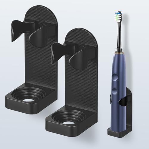 AOOHA Support Mural Brosse a Dent Electrique,2PCS Porte Brosse à Dents Electrique Lot,Installation sans Perçage,Adhésif Puissant,Convient à la Plupart des...