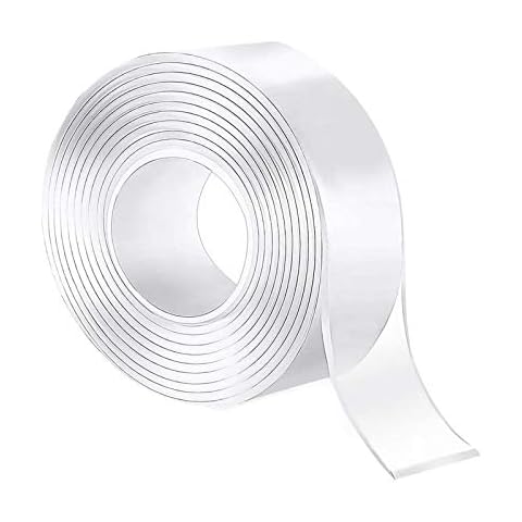 BRAVESHINE Double Sided Adhesive Tape-Removable Wall Mounting Sticky Gel Tape - Washable Traceless Transparent Tape for DIY Craft, Home Office Carpet Rug Couch Cushion Gripping(3mx3cm) Cover