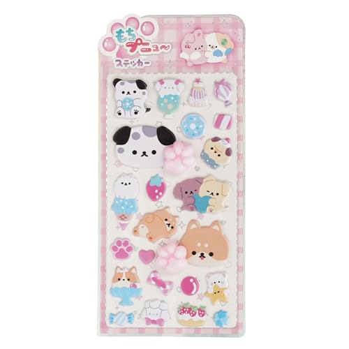 ぷにぷにシール ねこぷに ぷくぷく 3D 立体 ステッカー 猫の肉球型 可愛い マシュマロ スクイーズ風 ぷにぷに触感 ストレス解消 手帳デコ スマホケース 文房具 かわいい 動物シール 重複なし (わんちゃん)