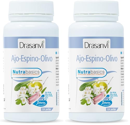 Miniatura 4 de DRASANVI NUTRABASICS AJO-ESPINO-OLIVO - Ayuda al bienestar cardiovascular y a la tensión - SIN GLUTEN - 120 perlas (Paquete de 2)