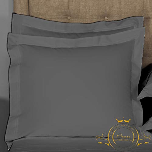Crown Collection Dark Gray Solid European Square Pillow Shams Set of 2 pc - 500-TC 100% Egyptian Cotton Decorative Cushion Cover Euro Pillow Sham (Dark Gray, Euro 26'' x 26'')