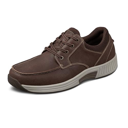 Orthofeet Men's Orthopedic Brown Leather Leo Casual Shoes, Size 9.5