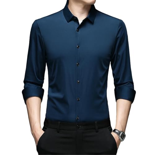 Chemise élastique homme à manches longues couleur unie style business