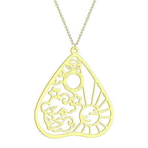 Collar para mujer, collar con colgante de ojo de estrellas y sol místico para mujeres y niñas, corte láser, corazón celestial, cadena para el cuello, tótem espiritual