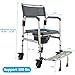 HygiCare 3-in-1 Aluminum Bedside Commode Toilet Shower Chair with Swivel Wheels 6.3 qt Bucket 4 Brake Casters Tool-Free Assembly Support Up to 300 lbs Height Adjustable Lightweight